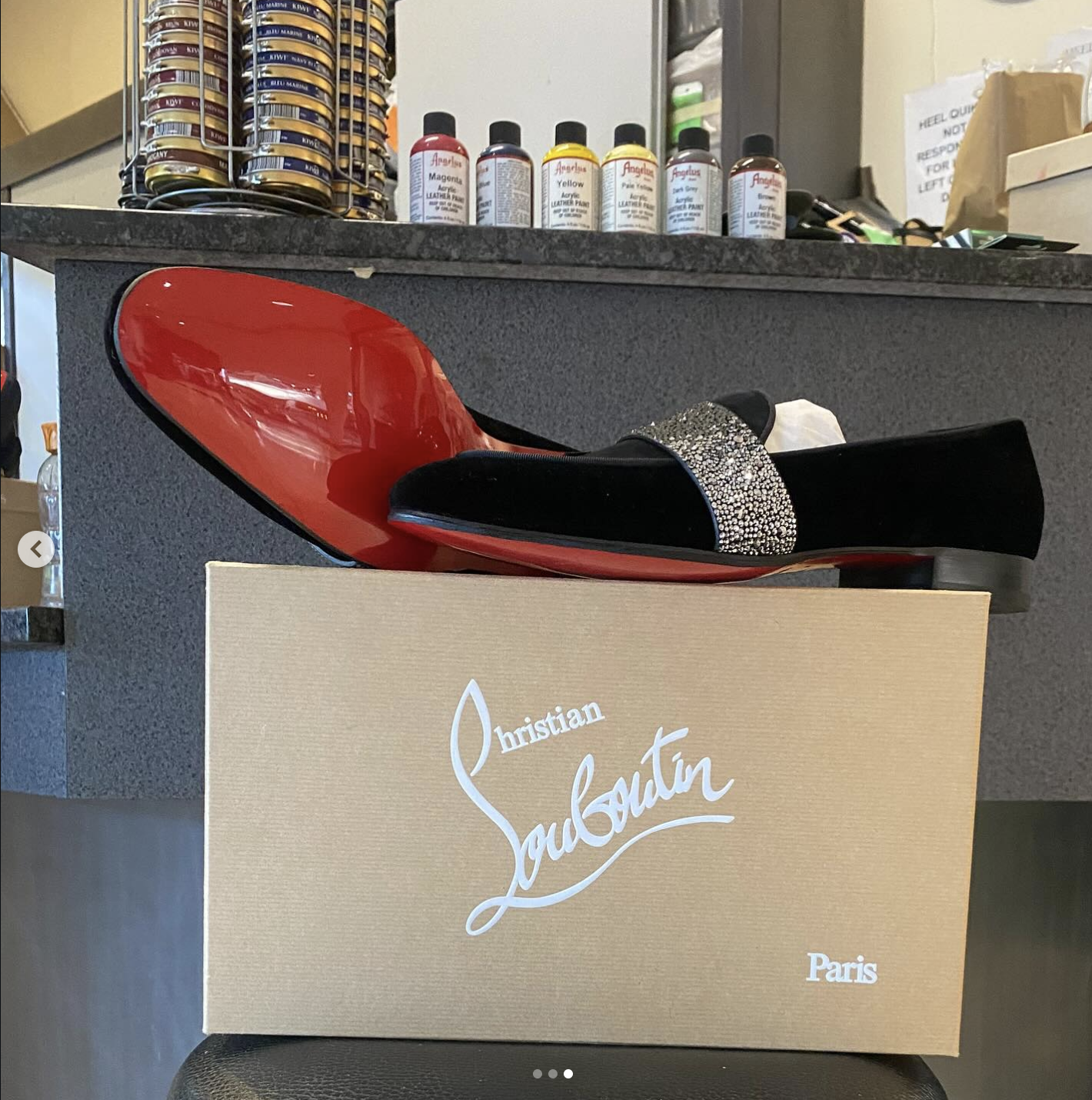 Louboutin red sole after Heel Quik silicone-seal restoration