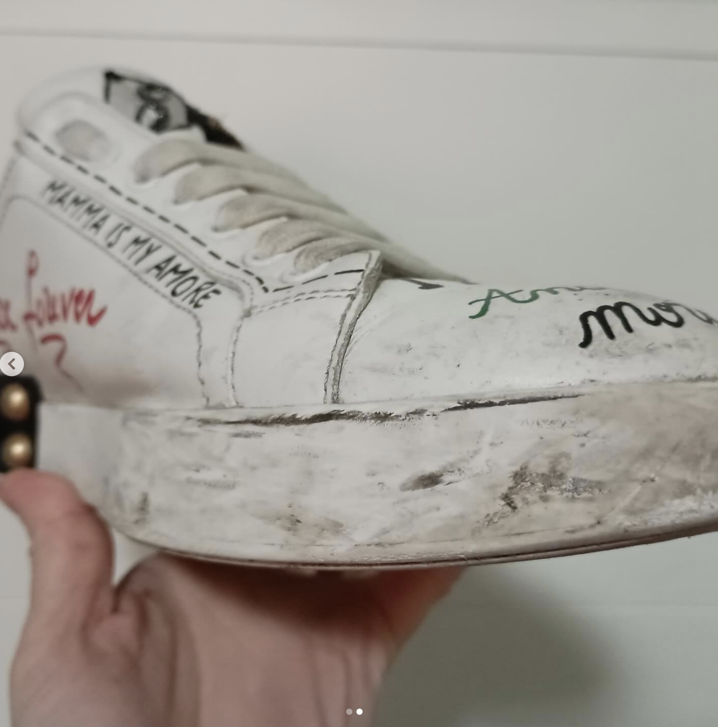 Scuffed leather sole before Heel Quik refinishing